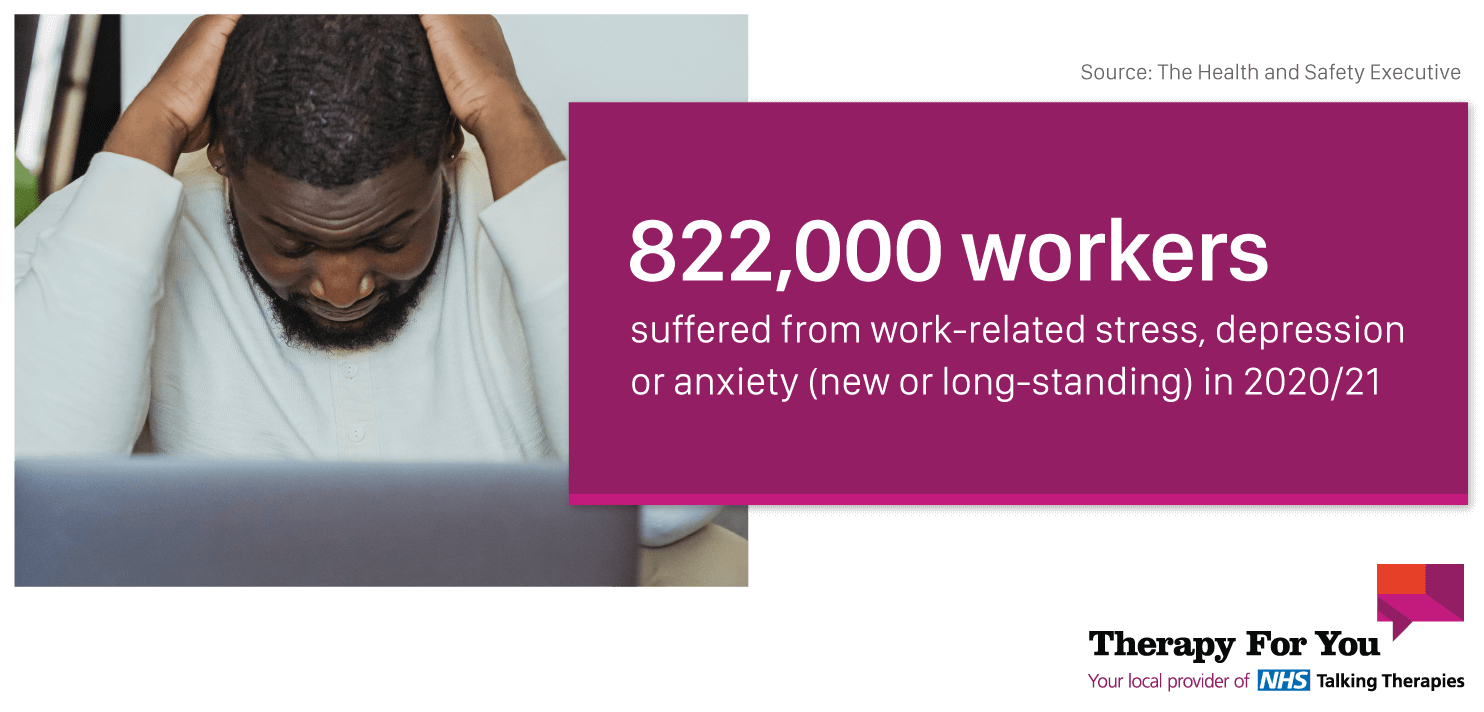 Infographic by Therapy For You: People suffering from work-related stress, depression or anxiety - Statistics